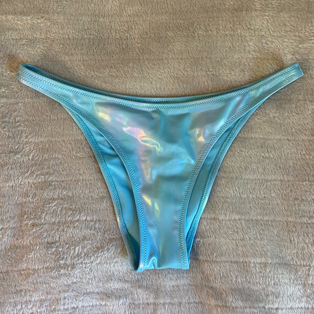 Aerie Shiny Metallic Blue Cheeky Bikini Bottoms